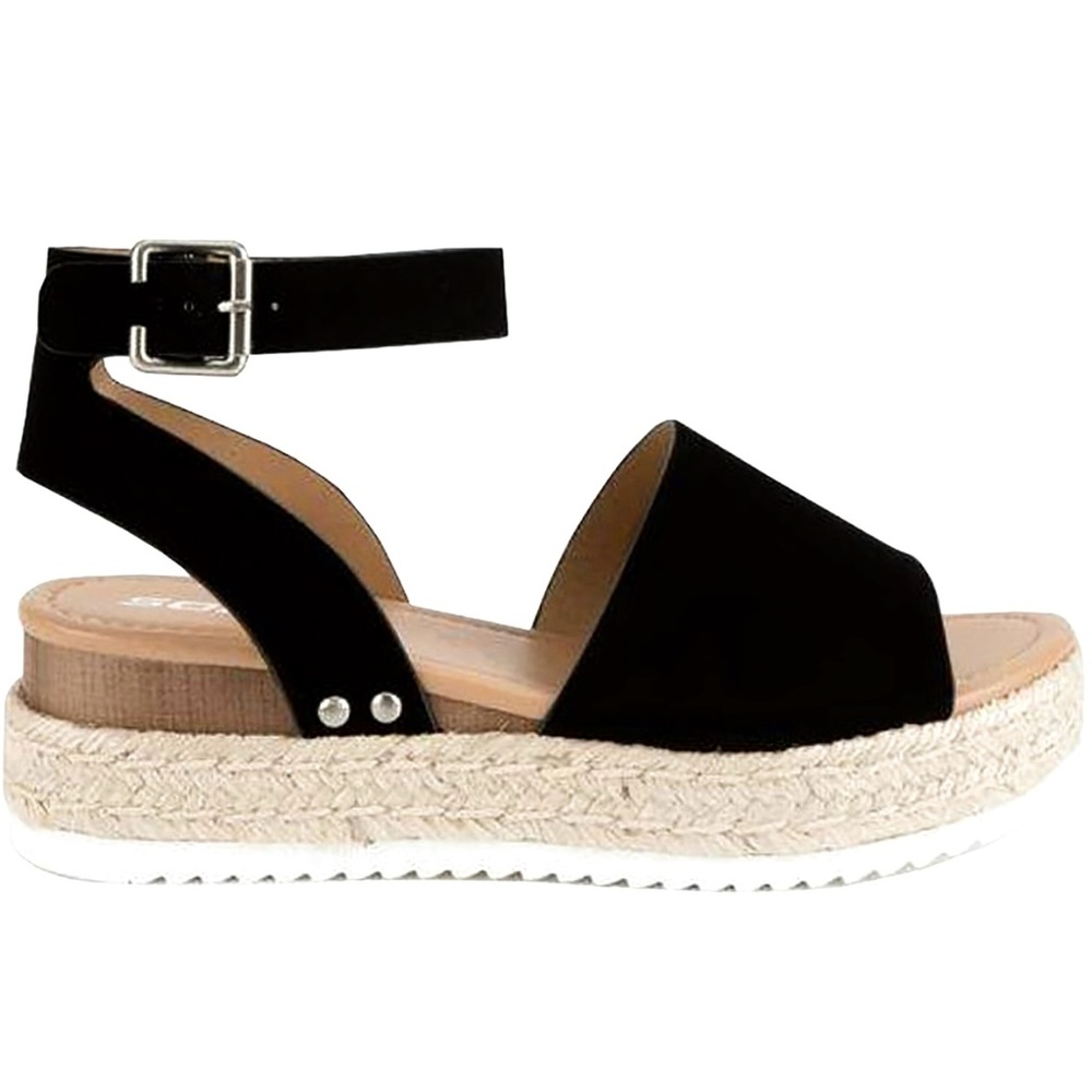 Soda Black Platform Sandals